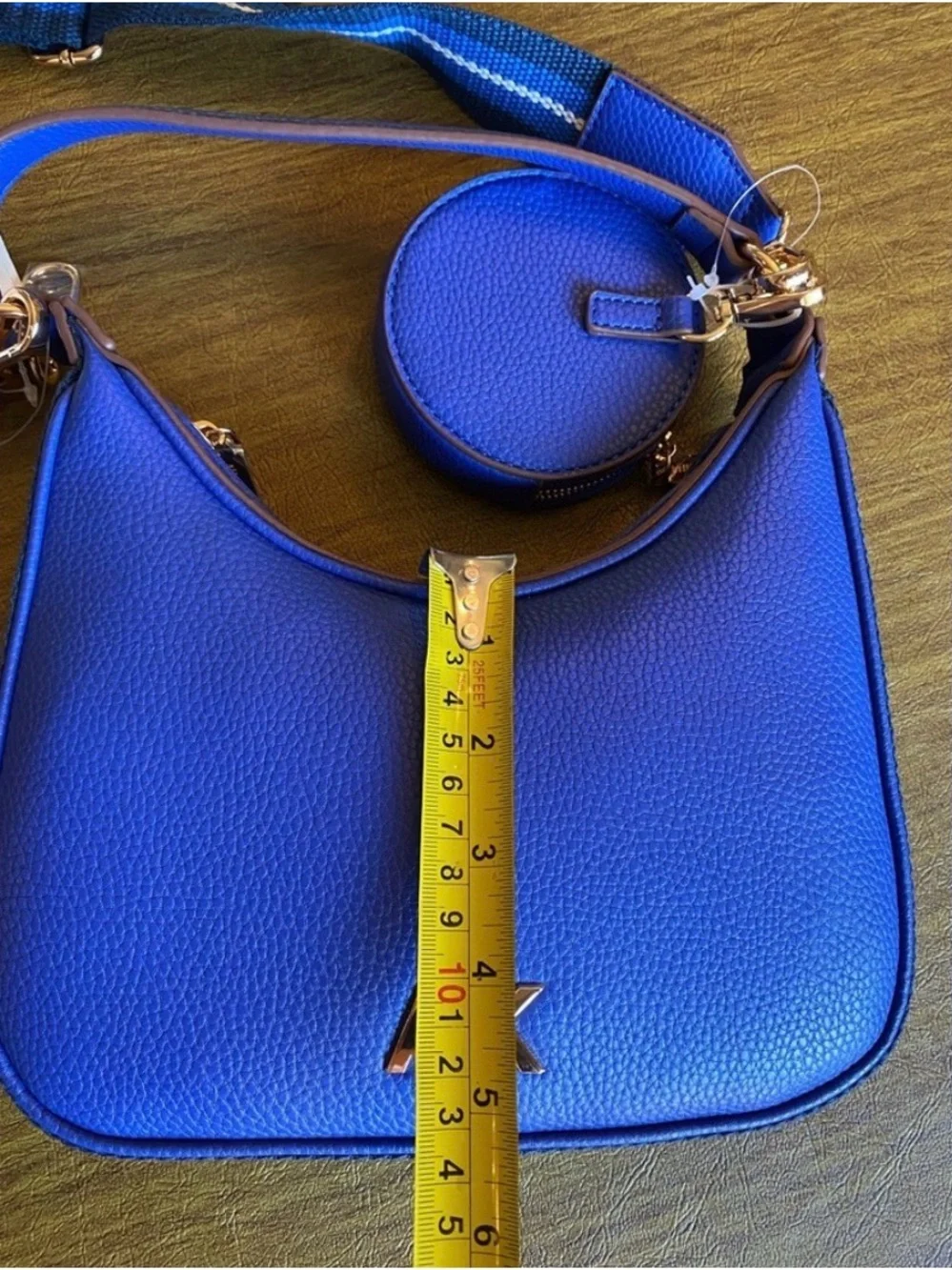 Anne Klein Royal Blue Pebbled Leather Crossbody with Coin Pouch